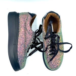 Cape Robin | Iridescent Glitter Platform Sneakers